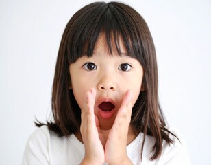 驚いて固まっている女の子　びっくり　恐怖