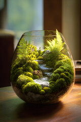 A Self-contained Microcosm: The Lush Beauty of a Glass-bound Tiny Habitat