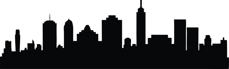 Fototapeta premium Dallas skyline silhouette, Dallas skyline horizontal banner. Dallas, Texas. Vector template for your design. 