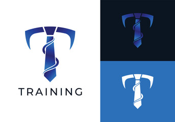 This is a training logo using the letter T and a tie. This logo is suitable for worker training, seminars, coaching and the like.