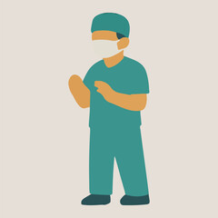 Cartoon vector illustration of a man in uniform, a standing doctor, or a business person