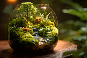 A Self-contained Microcosm: The Lush Beauty of a Glass-bound Tiny Habitat