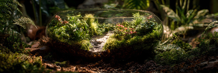A Self-contained Microcosm: The Lush Beauty of a Glass-bound Tiny Habitat