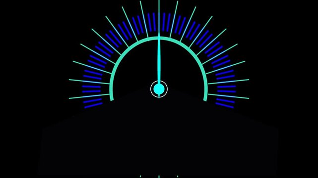 The speedometer of a moving car. Car dashboard.  Vector illustration. Illuminated vehicle display for speed measurement