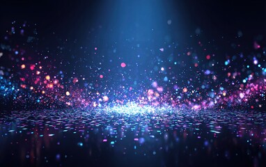 Obraz premium Night dance party music layout cover design template background with colorful dark blue glitters style. Light electro vector for music event concert disco, club invitation, festival poster, flyer