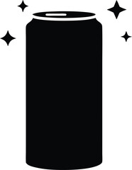 Energy drink silhouette, Soda can silhouette icon in black style