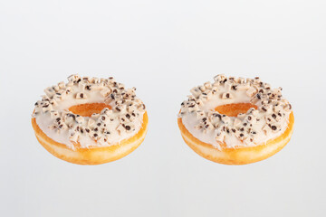 Vanilla White Chocolate Donuts Delicious Bakery Desserts White Background