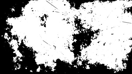 Grunge Texture Frame with Scratches and Splatter in High-Contrast Black and White