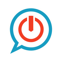 Power symbol inside a speech bubble communication