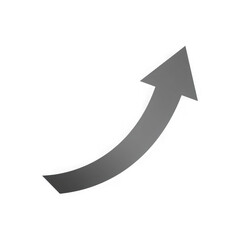 Curved upward arrow isolated on transparent background