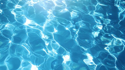 Obraz premium Crystal clear blue pool water under a bright white sky.