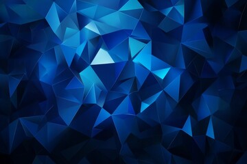 Abstract blue low-poly background with dark shades and light highlights.