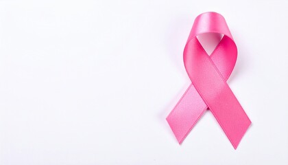 Isolated Pink ribbon on White Background with Copyspace