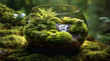 A Self-contained Microcosm: The Lush Beauty of a Glass-bound Tiny Habitat