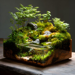 A Self-contained Microcosm: The Lush Beauty of a Glass-bound Tiny Habitat
