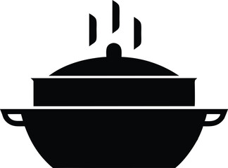 Hot pot silhouette, Silhouette art illustration of a hot pot with steam waves vector design