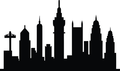 Obraz premium Modern Kuala lumpur city silhouette architecture landscape vector design.