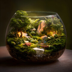 A Self-contained Microcosm: The Lush Beauty of a Glass-bound Tiny Habitat