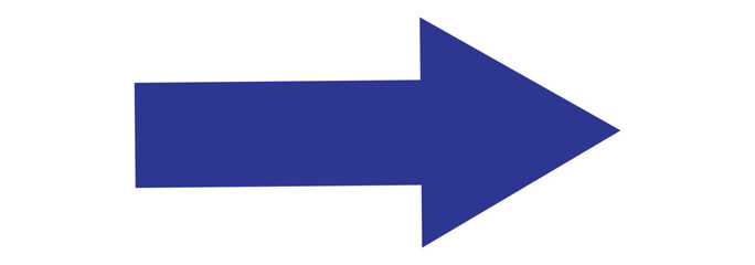 Long arrow. Blue arrow pointing right. Blue large arrow pointing right. Bold thine long arrow. Vector illustration.