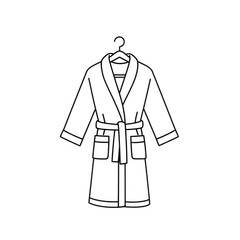 Outline of a bathrobe on a hanger isolated on transparent background
