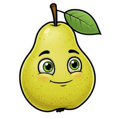 Cute smiling pear character isolated on transparent background