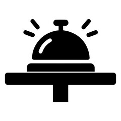 Bell with table icon representing table service alert and waiter call notification with transparent background
