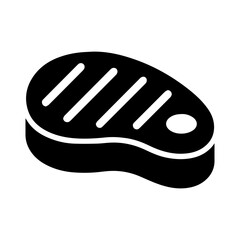 Steak with grill lines icon representing meat dishes and grilled food with transparent background
