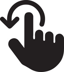 Swipe Gesture Icon, hand movement arrow, touchscreen control, editable icon for mobile app interactions and gestures