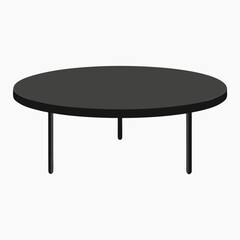 A minimalist black oval coffee table with three slender legs presented against a clean white background ideal for modern living room 