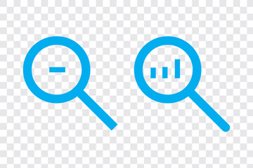 Magnifying glass icon. Magnifying glass set. Zoom symbol. Check mark true and false symbol tick icon. Vector Illustration.