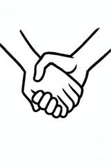 Fototapeta premium Two hands interlocked in a symbolic handshake, representing agreement, partnership, and unity, illustrated with bold, clean lines.