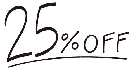 手描きの25%OFFの文字のイラスト