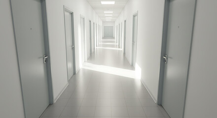 Obraz premium Bright Modern White Hallway Empty Interior Design Perspective