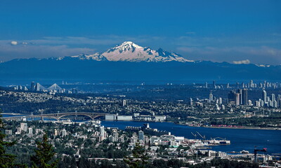 View from Mount Cypress at Greater Vancouver and Mountain Baker, Burrard Inlet and Second Narrow...