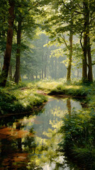 Enchanted Serene Forest: A Symphony of Tranquility and Natural Beauty Amidst Verdant Canopy