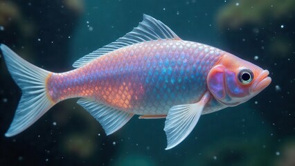 An iridescent aquatic creature, gracefully swimming in a tranquil underwater environment, showcasing its vibrant scales and delicate fins.