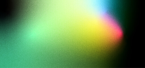 Abstract grainy gradient background with vibrant rainbow light leak effect