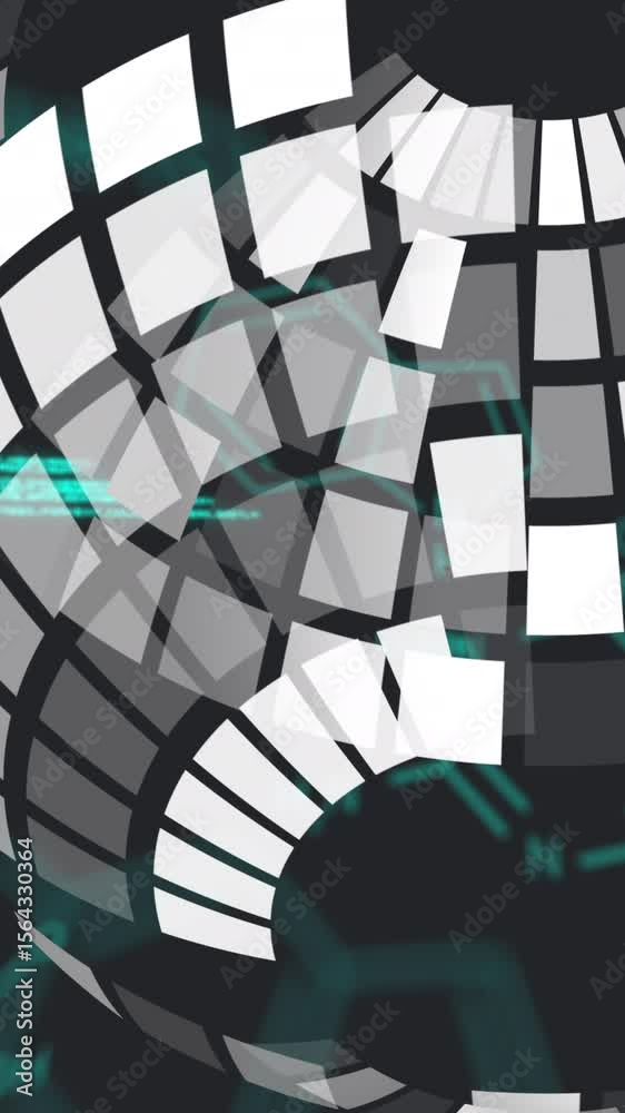 Poster animation of globe over chemical formulas and data processing on black background