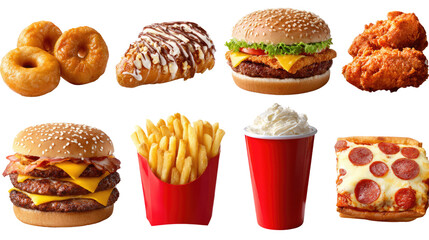 Assortment of Delicious Eats: A vibrant array of food items, a culinary snapshot that showcases the joy of eating and diverse flavors, presented on a clean presentation.