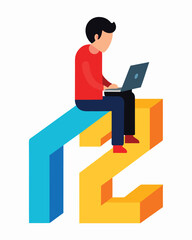 Digital Nomad on a Geometric Structure with Laptop Enjoying Flexibility and Freedom