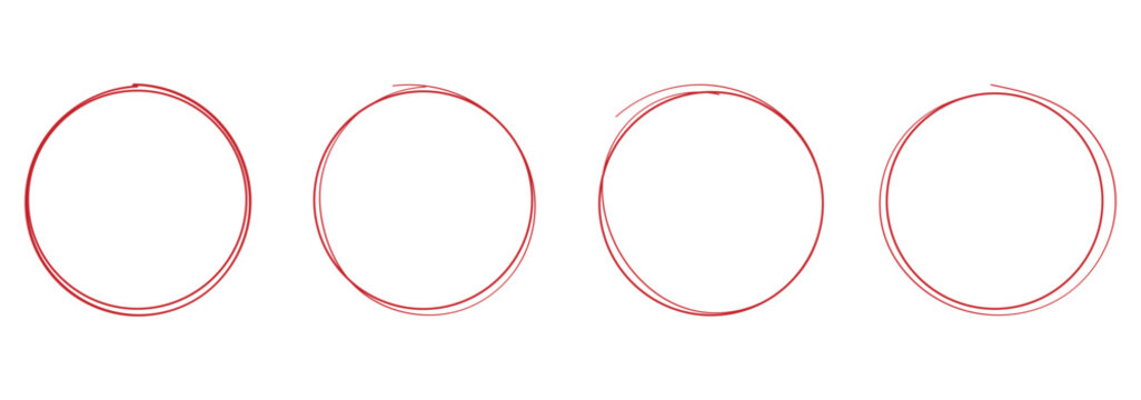 Hand drawn circle line sketch set. Circular vector image. Vector brush strokes circles of paint on white background, doodle round circles for message note mark . eps 10