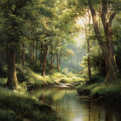 Enchanted Serene Forest: A Symphony of Tranquility and Natural Beauty Amidst Verdant Canopy