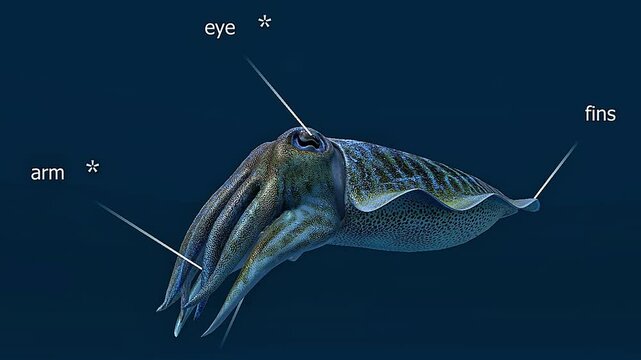  Cuttlefish anatomy 3D animation