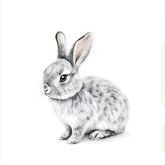 My Watercolor illustration with a gray rabbit painting isolated on a white background, illustration, AI painting design, vector set, eps format, My illustration design