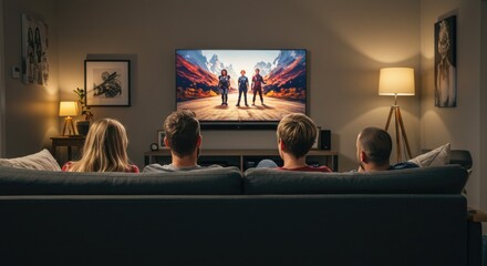 Friends watching movie