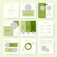 Social media post template, for promotional purposes. Poster with healthy food menu theme. Vector template design.