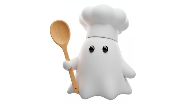 Cute cartoon ghost chef illustration - Powered by Adobe