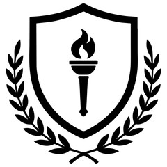 Laurel wreath with torch icon symbolizing victory and award
