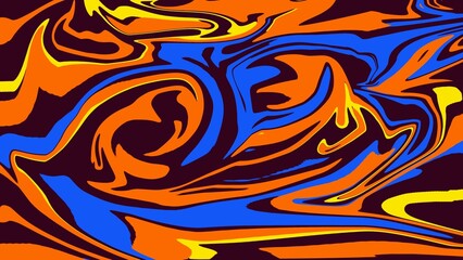 vibrant abstract swirl in bold orange, blue, and yellow tones
