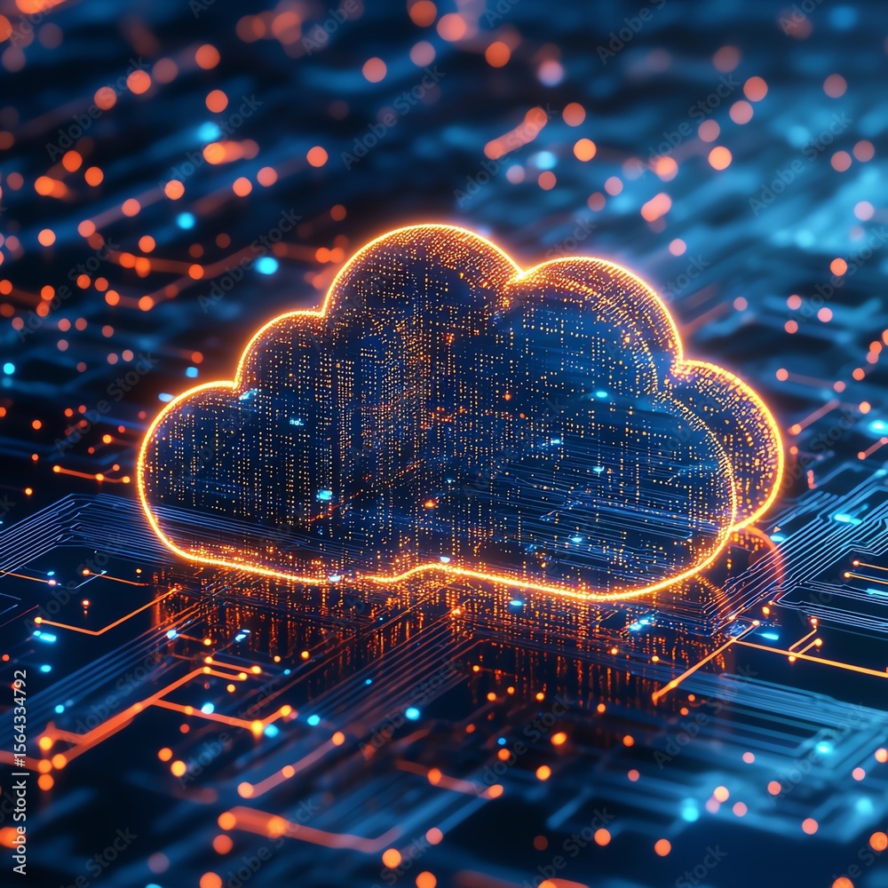 Aufkleber A cloud on a circuit background symbolizing cloud computing concept  high resolution   for isolate image